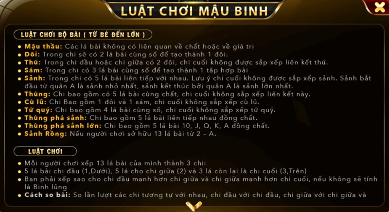 Mậu binh và hướng dẫn tham gia trò chơi cực chi tiết